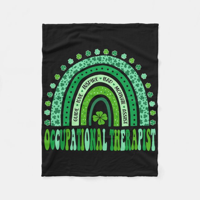 Ergotherapeut St Patricks Day Regenbogen Ot  Fleecedecke (Vorderseite)
