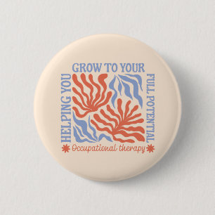 Ergotherapie Retro Floral Therapeut Button