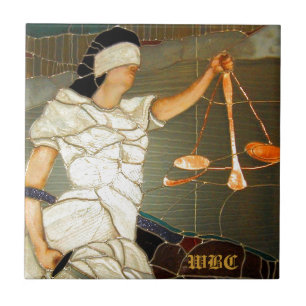 Erhabene Lady Justice im Bleiglasdesign Fliese