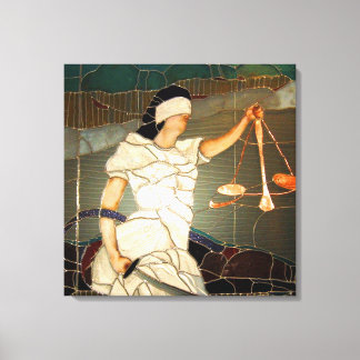 Erhabene Lady Justice im Buntglasdesign Leinwanddruck
