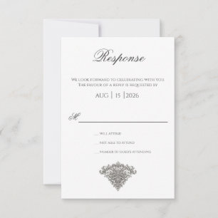 Erhabene Monogramm-Krone-RSVP-Karte RSVP Karte