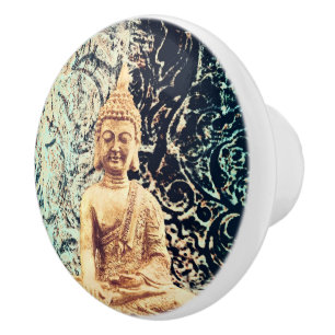 Erhabener Buddha Eleganter Zen-Erleuchtung Keramikknauf