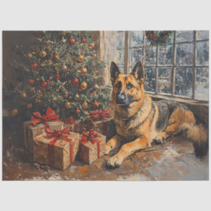 Erhabener Deutscher-Schäferhund-Weihnachtsdecoupag Seidenpapier