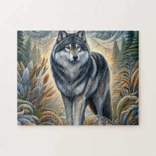 Erhabener Grauwolf