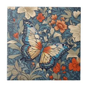 Erhabener Schmetterling unter William Morris Blume Fliese
