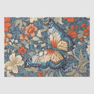 Erhabener Schmetterling zwischen William Morris' B Seidenpapier