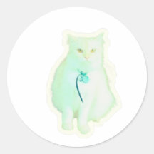 Erhabener Weißer Katzenaufkleber, Elegante Fluffig