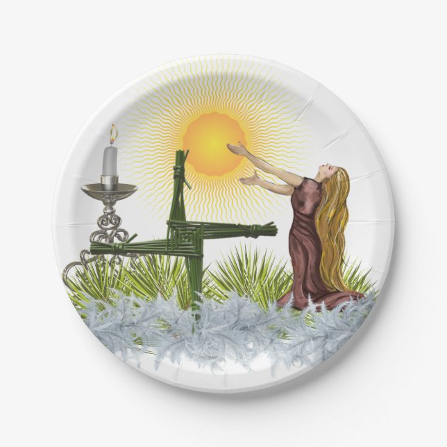 Erhalten Sie den sonnengesegneten Imbolc Wiccan Ur Pappteller (Vorderseite)