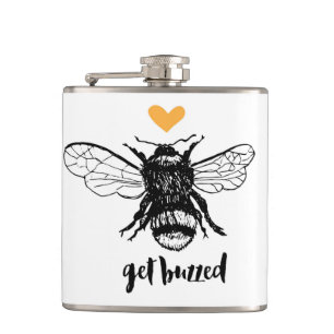 Erhalten Sie gesummte Honig-Bienen-Flasche Flachmann