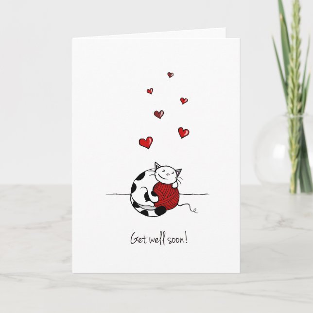 "Erhalten Sie gut bald!" Katzen-Gruß-Karte - Karte (Vorderseite)