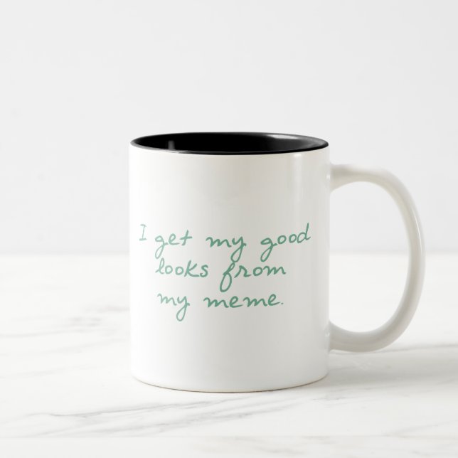 Erhalten Sie meine Blicke von Meme Zweifarbige Tasse (Rechts)