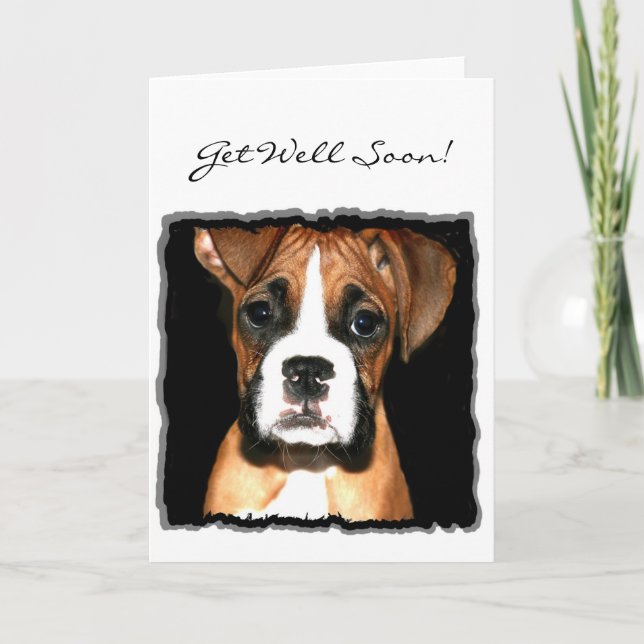 Erhalten Sie wohle bald Boxer-Welpengrußkarte Karte (Vorderseite)