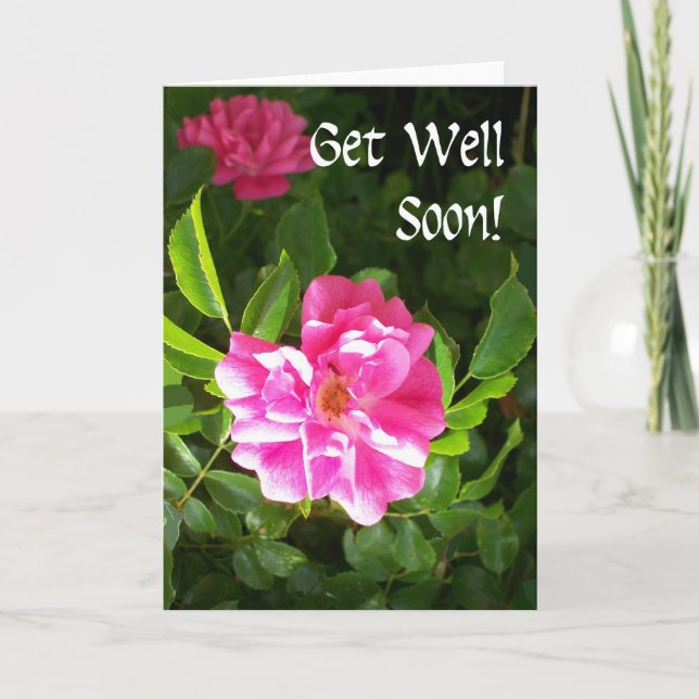 Erhalten Sie wohle bald Gruß-Karte - rosa Rosen Karte (Vorderseite)