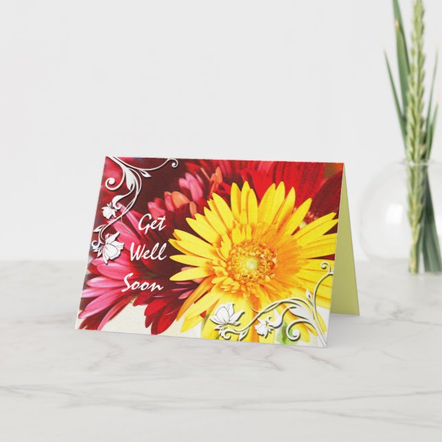 Erhalten Sie wohlen Wünschen Blumenkarte Karte (Vorderseite)