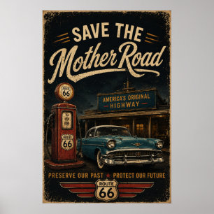 Erhaltung alter Route 66 Tankstellen Poster