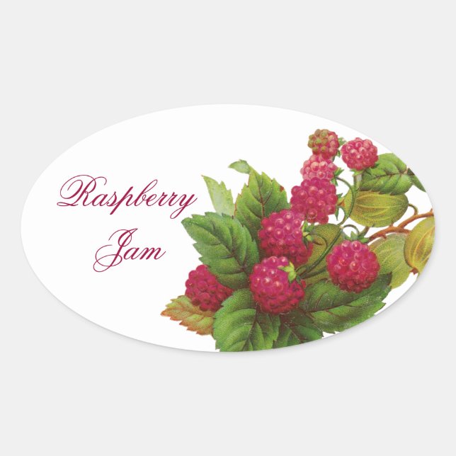 ERHALTUNG VON ROTEN OBSTEN / RASPBERRIEN OVALER AUFKLEBER (Vorderseite)