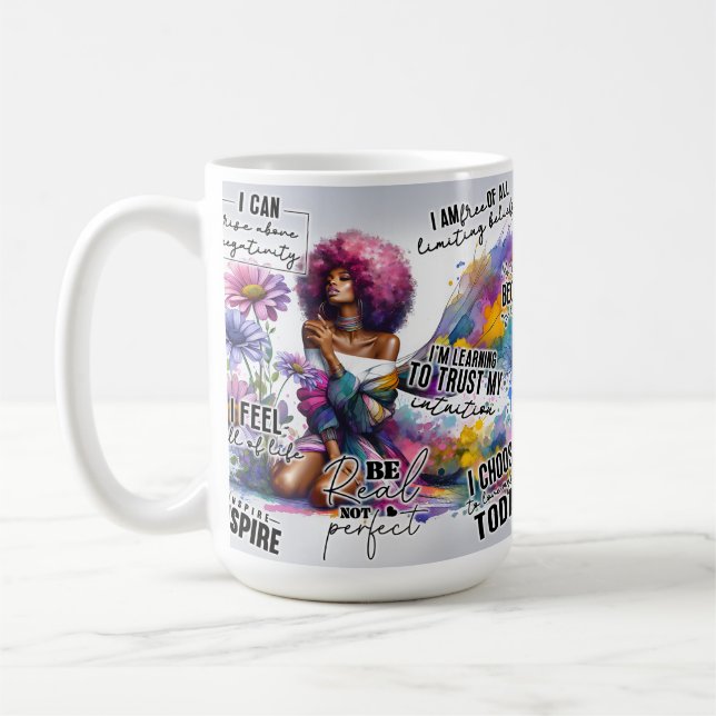 Erhebe dich über negative Affirmation Kaffeetasse (Links)