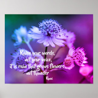 Erheben Sie Ihre Worte Rumi inspirierendes Zitat Poster