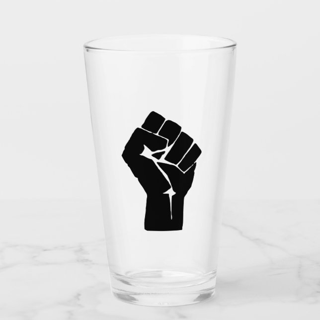 Erhobene schwarze Faust - Widerstand Protest Glas (Vorderseite)