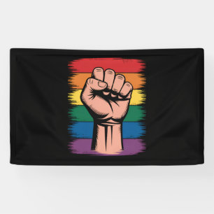 Erhobener Faust Stolz Regenbogen LGBTQ Unterstützu Banner
