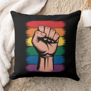 Erhobener Faust Stolz Regenbogen LGBTQ Unterstützu Kissen