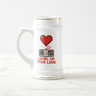 Erhöhe Deine Liebe, Retro-Pixel-Gaming-Design Bierglas