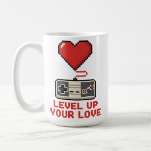 Erhöhe Deine Liebe, Retro-Pixel-Gaming-Design Kaffeetasse
