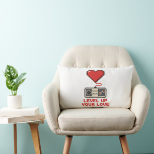 Erhöhe Deine Liebe, Retro-Pixel-Gaming-Design Lendenkissen
