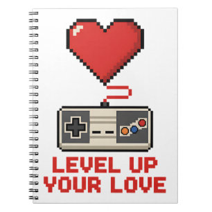 Erhöhe Deine Liebe, Retro-Pixel-Gaming-Design Notizblock
