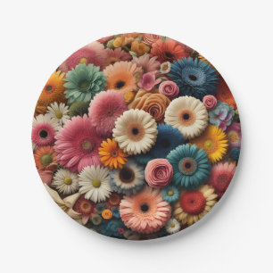 Erhöhen Sie Ihre Raumfarbe Gerbera Daisy Floral Pappteller