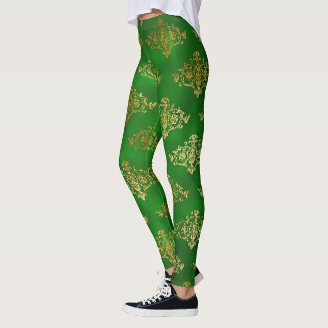 Erhöhen Sie Ihren Stil mit schimmernder Gold- und  Leggings (Links)