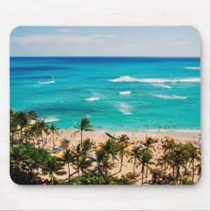 Erhöhte Ansicht der Waikiki-Strandszene, Honolulu  Mousepad