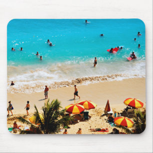 Erhöhte Ansicht eines Strandbildes in Waikiki, Hon Mousepad