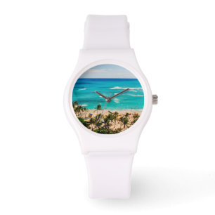 Erhöhte Ansicht eines Waikiki-Strandpanoramas, Hon Armbanduhr
