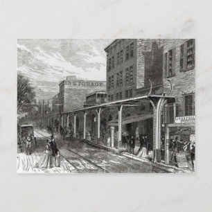 Erhöhte Eisenbahn in der Greenwich Street, New Yor Postkarte