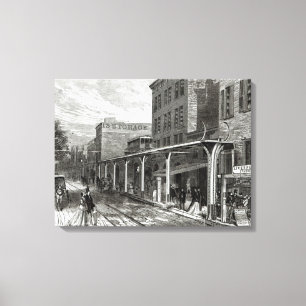 Erhöhte Eisenbahn in Greenwich-Straße, New York Leinwanddruck