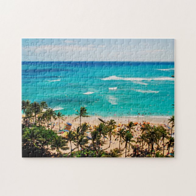 Erhöhte Sicht auf die Waikiki Beach Szene, Honolul (Horizontal)