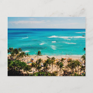 Erhöhte Sicht auf die Waikiki Beach Szene, Honolul Postkarte