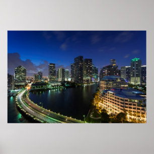 Erhöhte Stadt-Skyline von Brickell Key Poster