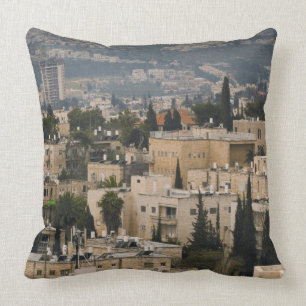 Erhöhte Stadtsicht vom Turm von Jerusalem YMCA Kissen