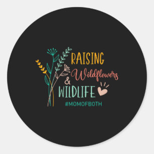 Erhöhung der Mama von Wildblumen und wild lebenden Runder Aufkleber