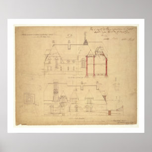 Erhöhungen für das Rote Haus, Bexley Heath (Pen Poster
