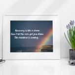 Erholung der Drogensucht Poster<br><div class="desc">Erholung ist wie ein Sturm. Lass nicht, dass der Regen dich runterbringt! Der Regenbogen kommt. Eine motivierend Drogenabhängigkeit Erholung zitiert Poster mit einem wunderschönen inspirierenden Regenbogenbild.</div>