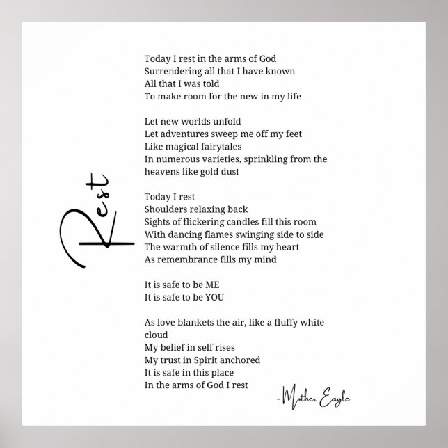 Erholung in den Armen Gottes Liebe Gedicht Plakatw Poster (Vorne)