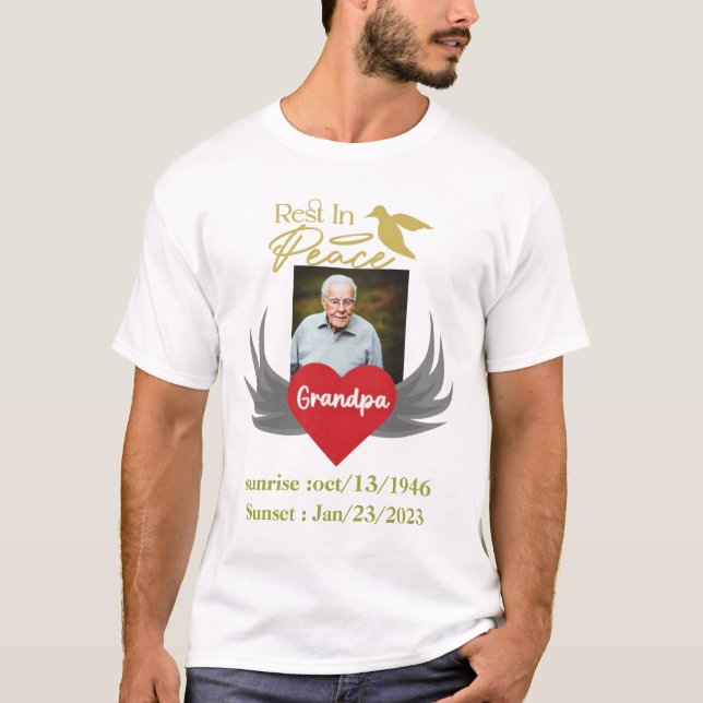 Erholung in Frieden, Beerdigung individueller Foto T-Shirt (Vorderseite)