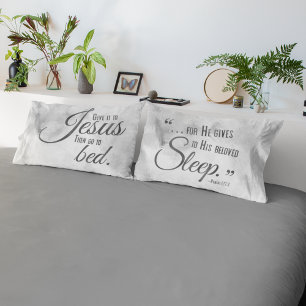 ERHOLUNG in JESUS Christliches Zitat Grau Kissen C Kissenbezug