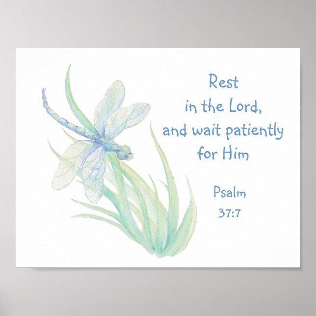 Erholung in Lord Scripture Dragonfly Blue, Green Poster (Vorne)