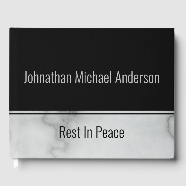 Erholung in Peace Black & Imitats Marbella Elegant Gästebuch (Vorderseite)