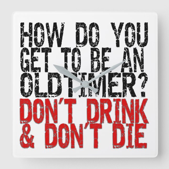 Erholung Old Timer Joke Quadratische Wanduhr (Vorderseite)