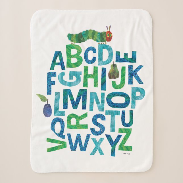 Eric Carle | Alphabet Raupe Buchstaben Muster Sherpadecke (Vorderseite)